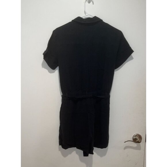 Bella Dahl Black Button-Down With Tie Waist & Pockets Women's Romper Size Small - Picture 5 of 8